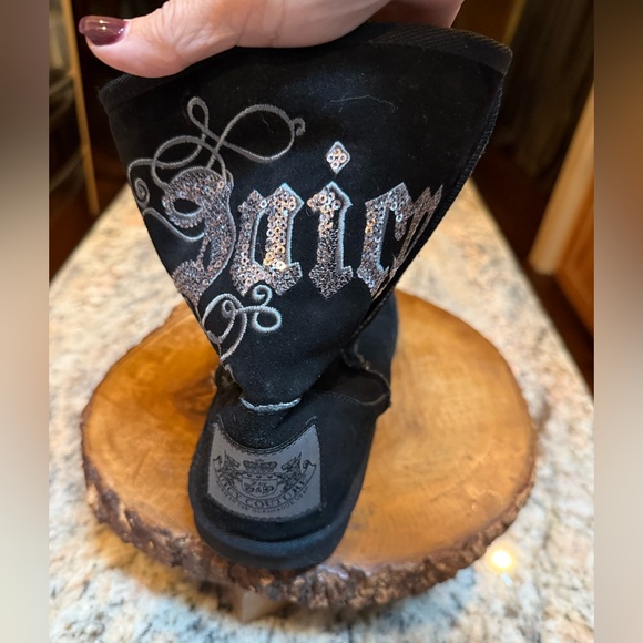 Juicy Couture black boots with sequin embellishments. Faux animal fur insideEUC - Picture 3 of 10